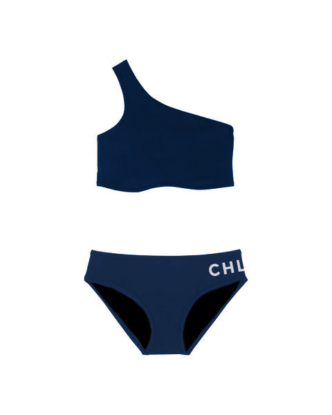 Chlore Swimwear - Maillot de Bain deux-pièces WARENDER Culotte LOGO - Bleu Piscine