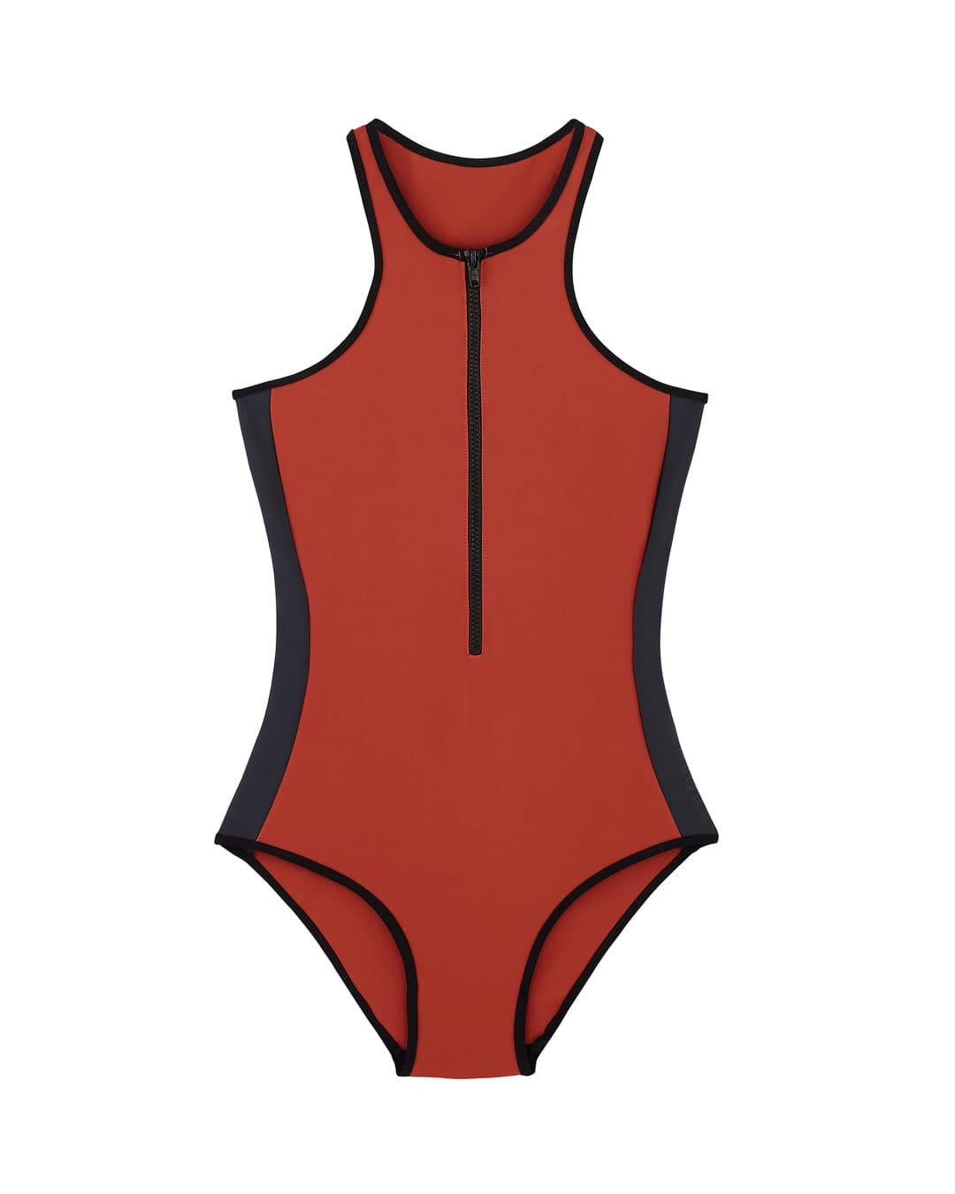 CHLORE Women's 1 Piece Racerback Zipped Swimsuit Brick